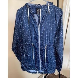 Blue Parka with White Polkadots